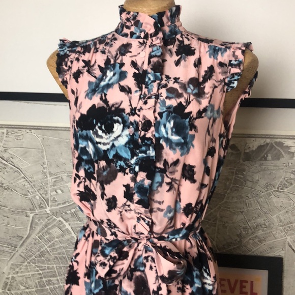 ERDEM SEBLA Floral Pink and Blue Sleeveless Dress Size 6 - Picture 4 of 16